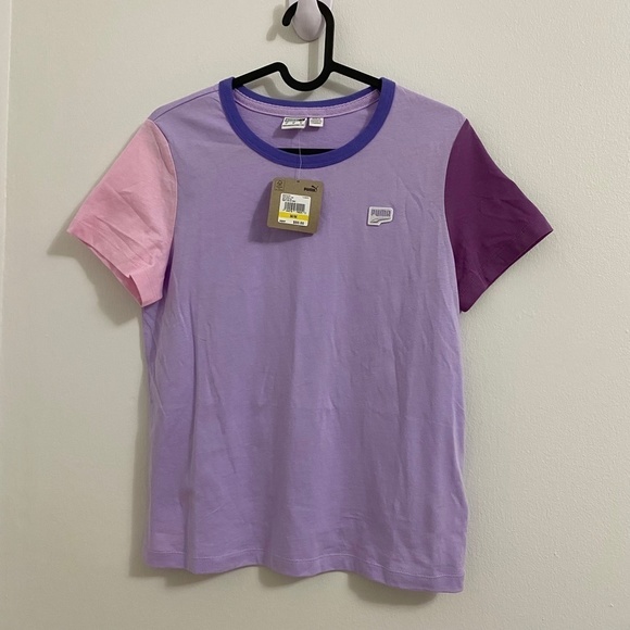 (NWT) Puma  Downtown color block t-shirt in lilac and pink - Picture 6 of 13